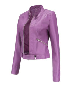 Veste Simili Cuir Femme Violet Années 80