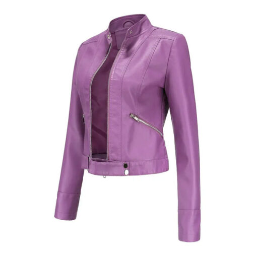 Veste Simili Cuir Femme Violet Années 80