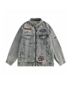 Veste En Jean Patchée Vintage Années 80
