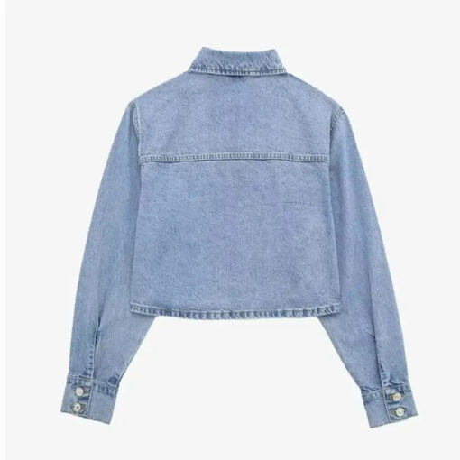 vue arrière de la Veste courte denim structurée femme
