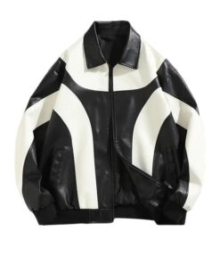 Veste Similicuir Bicolore Noir & Blanc
