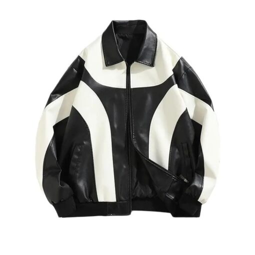Veste Similicuir Bicolore Noir & Blanc