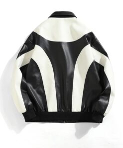 vue arrière de la Veste Similicuir Bicolore Noir & Blanc