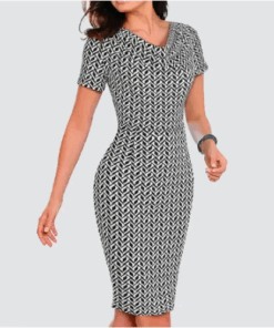 Robe crayon graphique noire & blanche