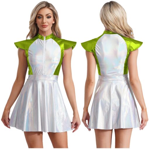 Robe Holographique Spatiale Chromatik verte