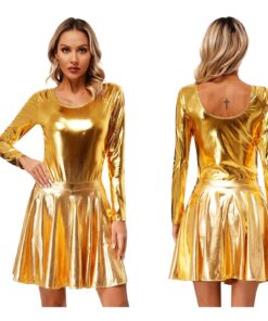Robe Patineuse Galactique Métallisée jaune