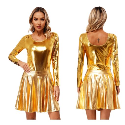 Robe Patineuse Galactique Métallisée jaune