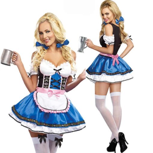 une femme qui porte la Robe Déguisement Brasserie Rétro