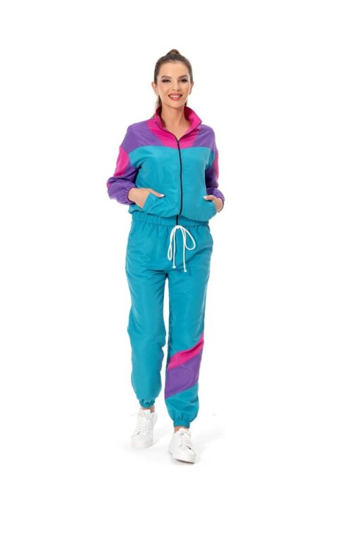 Survêtement colorblock femme turquoise fuchsia