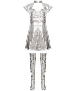 Robe Galactique Chromée avec Cuissardes blanche