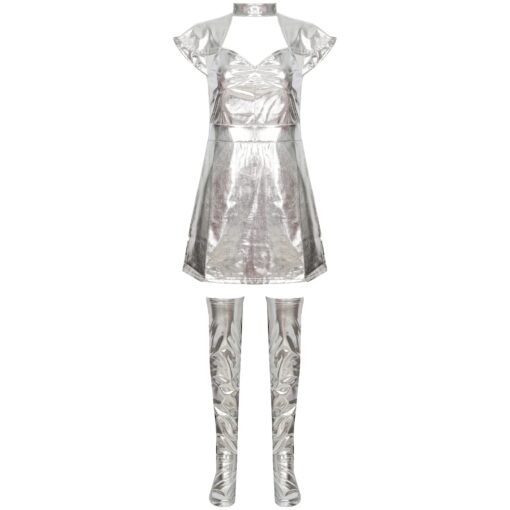 Robe Galactique Chromée avec Cuissardes blanche