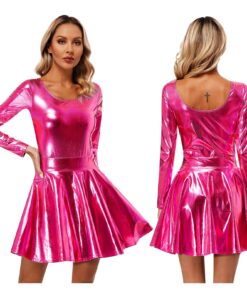Robe Patineuse Galactique Métallisée de couleur rose