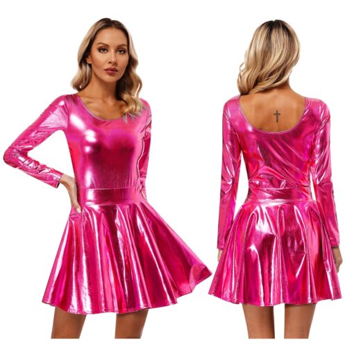 Robe Patineuse Galactique Métallisée de couleur rose