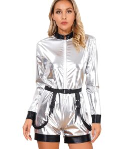 Combishort Futuriste Holographique blanc