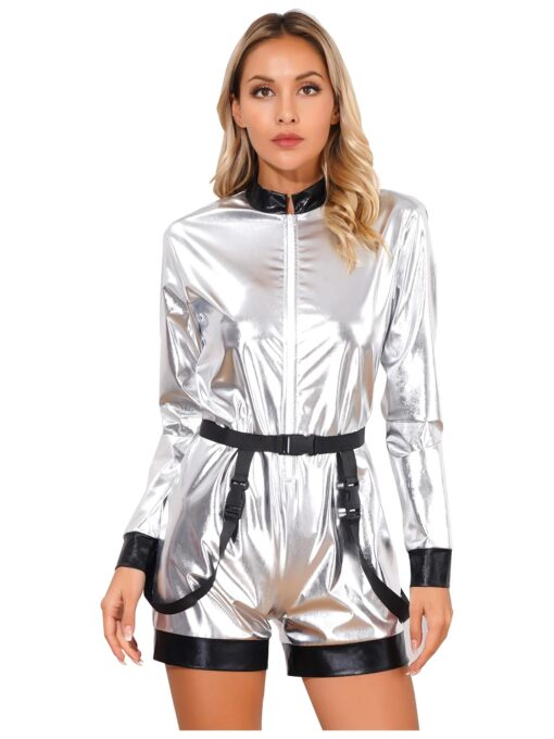 Combishort Futuriste Holographique blanc
