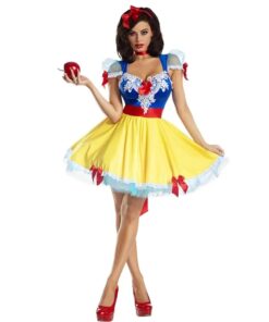 femme avec le Costume Princesse Audacieuse Jaune & Bleu