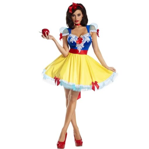 femme avec le Costume Princesse Audacieuse Jaune & Bleu