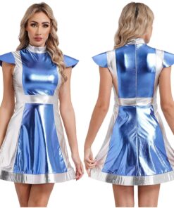 Robe Cosmique Bicolore Métallisée de couleur bleue