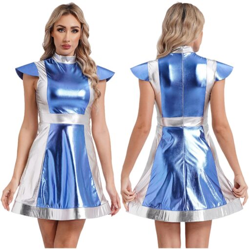 Robe Cosmique Bicolore Métallisée de couleur bleue