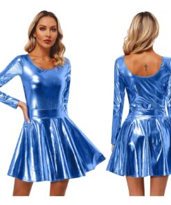 Robe Patineuse Galactique Métallisée de couleur bleue