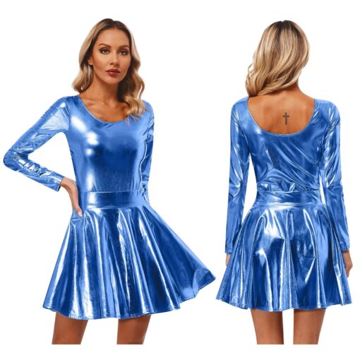 Robe Patineuse Galactique Métallisée de couleur bleue