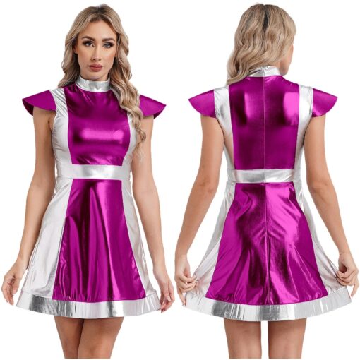 Robe Cosmique Bicolore Métallisée de couleur violète