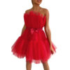 Robe Bustier Rouge à Volants