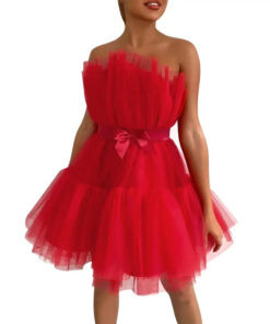 Robe Bustier Rouge à Volants