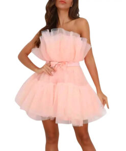 Robe bustier rose poudré en tulle