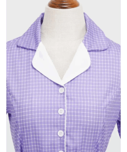 Robe vichy lilas à ceinture rétro