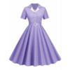 Robe vichy lilas à ceinture rétro