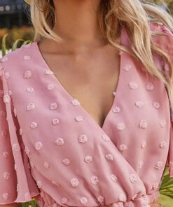 présentation de la Robe courte vintage rose à pois