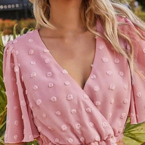 présentation de la Robe courte vintage rose à pois