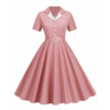 Robe vichy rose à ceinture rétro