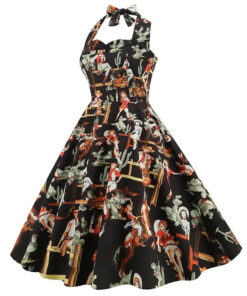 Robe pin-up western rétro noire vue de dos