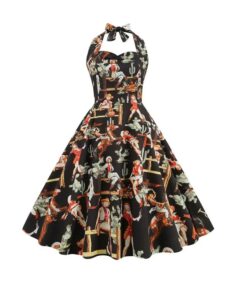 Robe pin-up western rétro noire