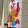 Robe chemise abstraite multicolore