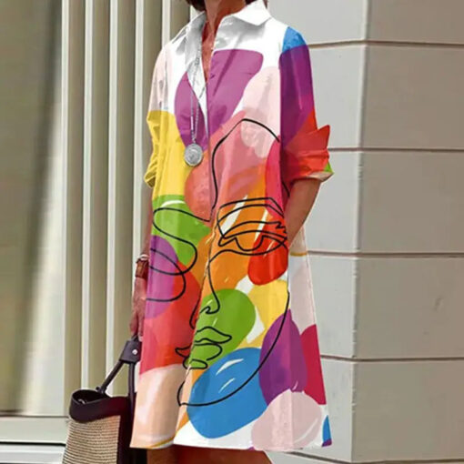 Robe chemise abstraite multicolore