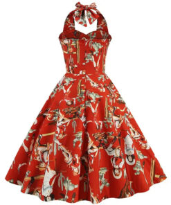 Robe pin-up rouge cowgirl show