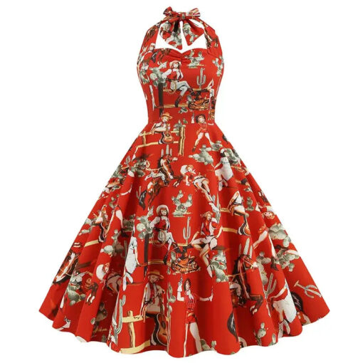 Robe pin-up rouge cowgirl show