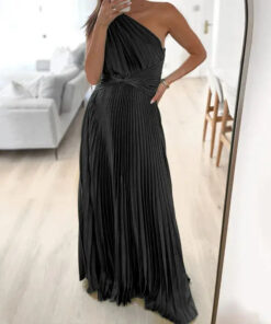 la Robe archa plissée noire
