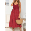 Robe bretelle vintage rouge à pois
