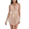 Robe courte halter dorée pailletée
