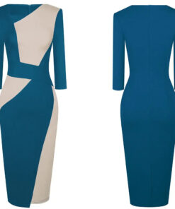 Robe cocktail graphique bleu nuit & sable