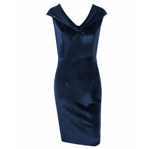 la Robe bardot velours bleu pour femme