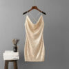 Robe miroir dorée à bretelles croisées