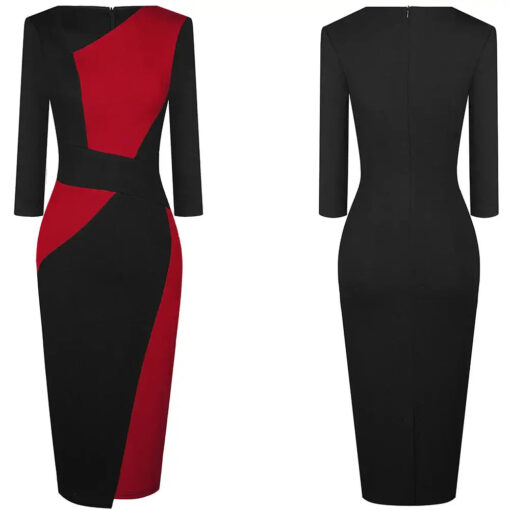 Robe chic graphique rouge & noire