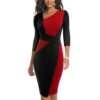 une femme avec la Robe chic graphique rouge & noire