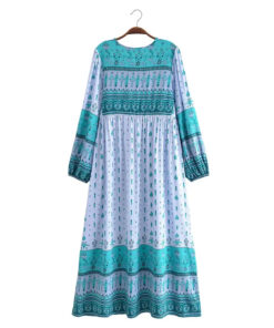 Robe longue bohème bleu turquoise