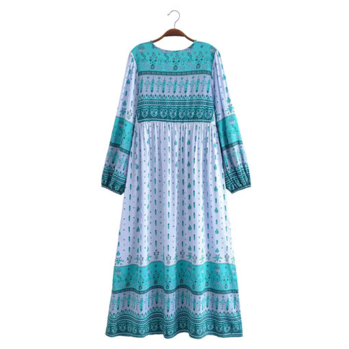 Robe longue bohème bleu turquoise